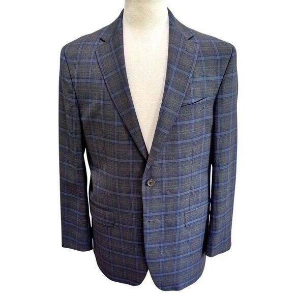 David Donahue CONNOR Check 2 Button Blazer. 42R - Picture 11 of 11